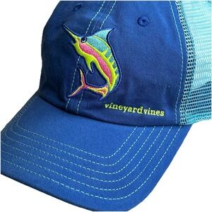 Vineyard Vines Marlin Fish Trucker Hat Blue Mesh Snapback Adjustable Cap